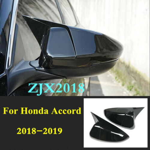 FIT For Honda Accord 2018-2019 ABS BLACK Rear View Side Mirror Cover Trim 2PCS