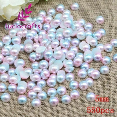Lucia Crafts 3//4//5//6//8mm Half Round Imitation Pearls Flatback Scrapbook Beads DI