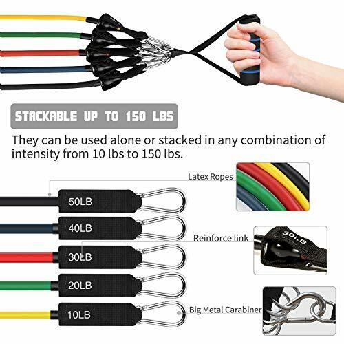 5 Stackable Exercise Bands with Handle 23Pcs Resistance Bands Set Workout Bands