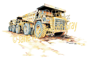 2 (TWO) MINING ARTWORK; 8x12 ART PRINTS, CATERPILLAR & EXCAVATOR/CAT KALGOORLIE 2 (TWO) MINING ARTWORK; 8x12 ART PRINTS, CATERPILLAR & EXCAVATOR/CAT KALGOORLIE