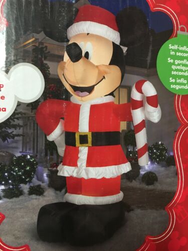 Disney 10.5Ft Mickey Mouse Santa w// Candy Cane Airblown Inflatable Christmas