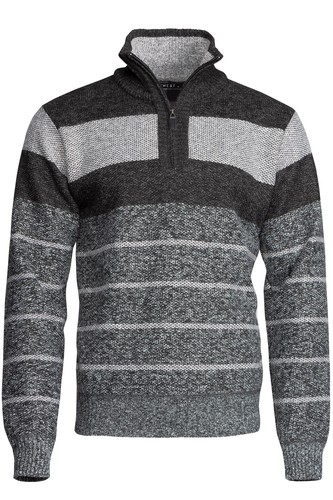 PULLOVER HERREN PULLI mit STREIFEN MODERN COTTON WOLLE STRICKPULLOVER