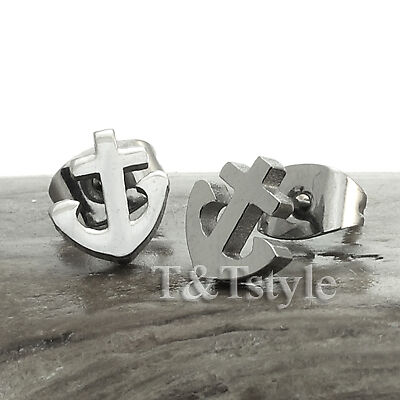 T/&T Stainless Steel Polished Stud Earrings NEW