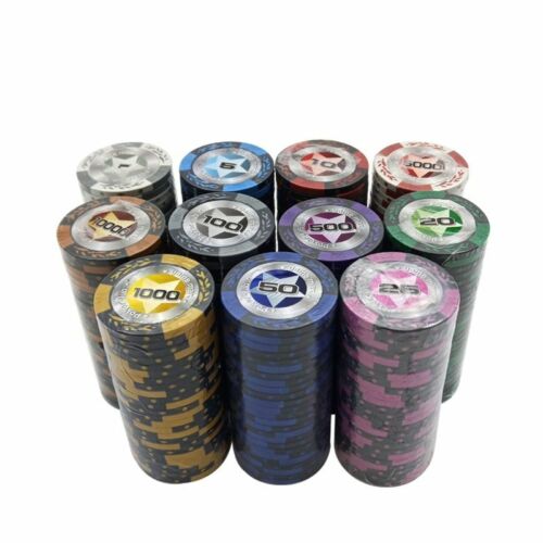 Upscale Poker Chips Set Clay Embedded Iron Texas Hold/'em Professional Poker Chip