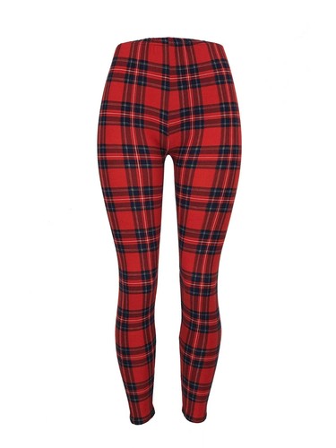 One Size Red Blue White Yellow OS Leggings Pants Buttery Soft Beautiful! PLAID!