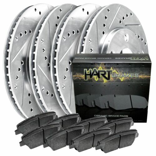 *DRILL /& SLOT* Brake Rotors FRONT+REAR KIT Platinum Hart CERAMIC Pads 2417