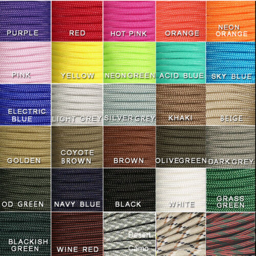 New 550 Paracord Parachute Cord Lanyard Mil Spec Type III 7 Strand Core 100 FT
