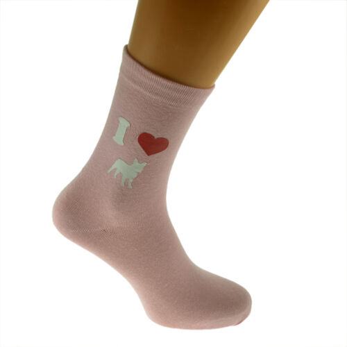 I Love French Bulldogs Ladies Light Pink Socks French Bulldog Owners Socks X6N29