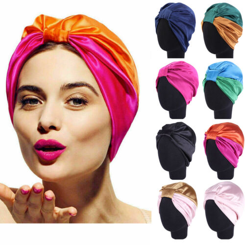 Hair Care Women's Fashion Satin Bonnet Cap Night Sleep Hat Silk Cap Head Wrap 