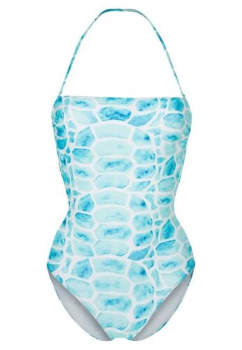 NWT $300 Vilebrequin Facette Bandeau Blue Festif One-piece Swimsuit Women's 6 