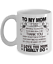 To My Mom Coffee Mug Mother's Day Cup Thank You Mommy Gifts From Son Or Daughter 