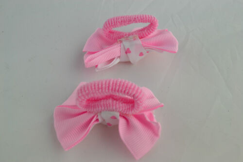 Pink Heart Pink /& White Bow Ponio Hair Bobbles
