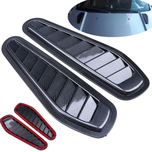 2pcs Carbon Fiber Sticker Car Exterior Air Flow Intake Grille Vent Cover Hood