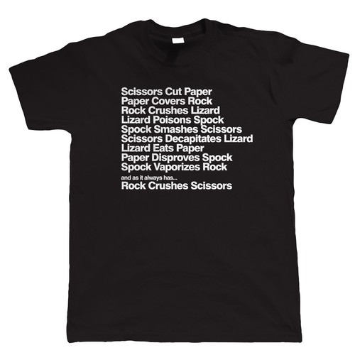 Mens Funny T Shirt Rock Paper Scissors Lizard Spock