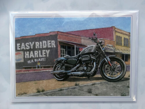 Nostalgic New Harley Davidson 2015 Iron 883 Design Open Blank Birthday Card 
