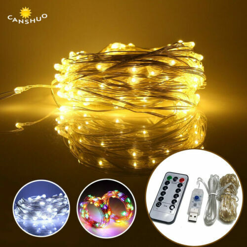 USB Micro Wire Fairy Lights with Remote Control and Timer 50//100 LED Warm White