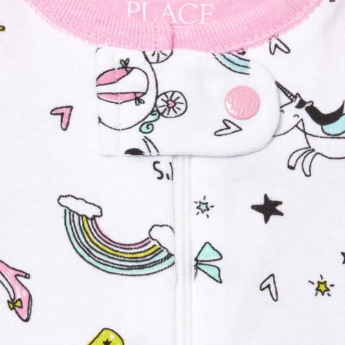 NWT The Childrens Place Unicorn Doodle Girls Short Sleeve Stretchie Pajamas
