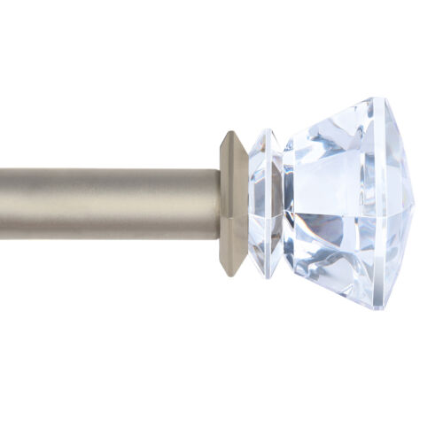 Single Curtain Rods 36 to 144 Inches Acrylic Diamond Ends Single Drapery Rod 