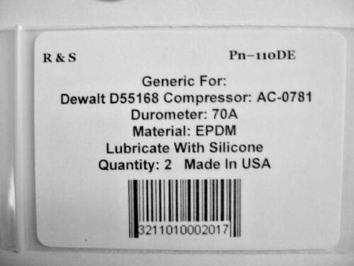 R&S 110DE 2 Dewalt AC-0781 Compressor Replacement O-Rings EPDM Material