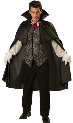 Midnight Vampire Mens Halloween Fancy Dress Dracula Adults Costume Horror Outfit