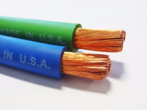 12/' FT 2 AWG GAUGE  WELDING BATTERY CAR CABLE 6/' GREEN  6/' BLUE USA NEW GROUND
