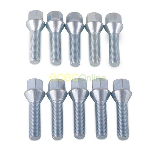 Cone Seat 20pc Silver Extended Lug Bolts 40mm Shank Length 14x1.5 Threads