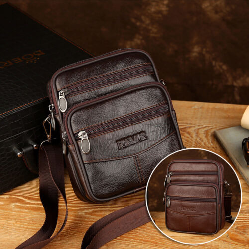Men/'s Leather Crossbody Messenger Shoulder Bags Satchel Small Handbag Tablet Bag