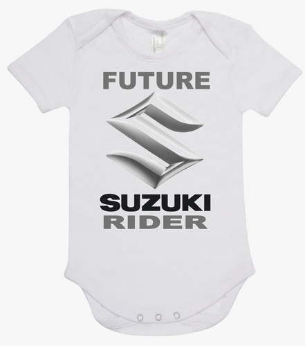 Baby Romper Suit PLUS a Baby Bib printed with FUTURE SUZUKI RIDER