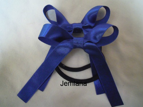 ..Set of 2 hair ties Satin ribbons Jemlana/'s handmade school hair ties