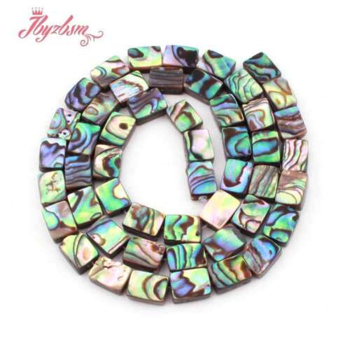 Natural Rectangle Mutil-Color Abalone Sea Shell Rainbow Stone Loose Beads 15"DIY