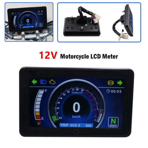 Prova D /'água Universal 12V Moto Velocidade Rpm Odômetro Contagiros Medidor De Combustível Lcd