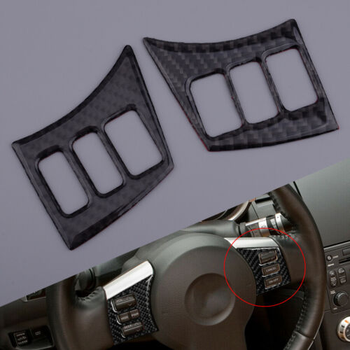 2Pcs Carbon Fiber Steering Wheel Button Sticker Cover Trim Fit for Nissan 350Z