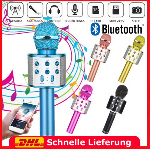 Wireless Bluetooth Karaoke Mikrofon Lautsprecher Handheld KTV Mic Microphone DE 