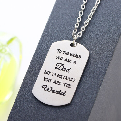 Father/'s Day Gifts Necklace Dad Love You Hero Pendant Daddy Tag Stainless Steel