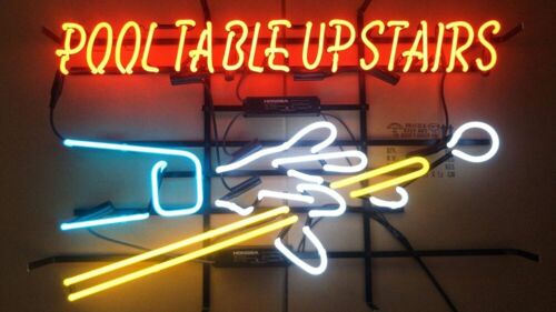 Pool Table Upstairs Billiards Game Room Neon Light Sign 24/"x20/" Beer Bar Decor