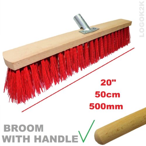 HANDLE Stiff Bristle Hard Outdoor Broom Garden Yard Sweeper RED Sweeping Brush