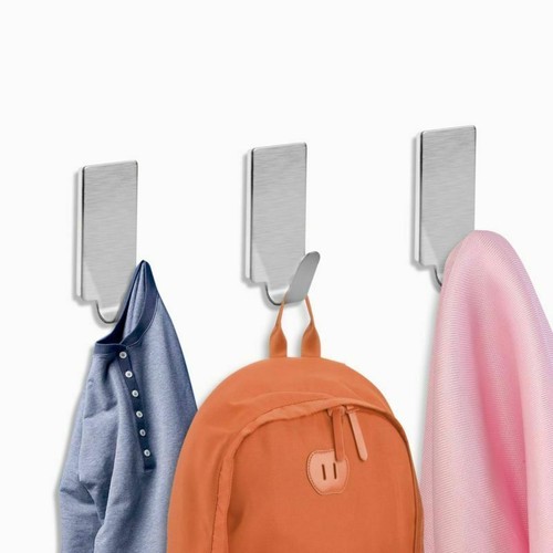 12Pcs Self Adhesive Bathroom Wall Door Stainless Steel Holder Hook Hanger Hooks
