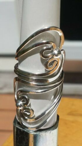Taxco Solid Sterling Silver 925 Double Heart Wrap Band Ring 1 3//4/"
