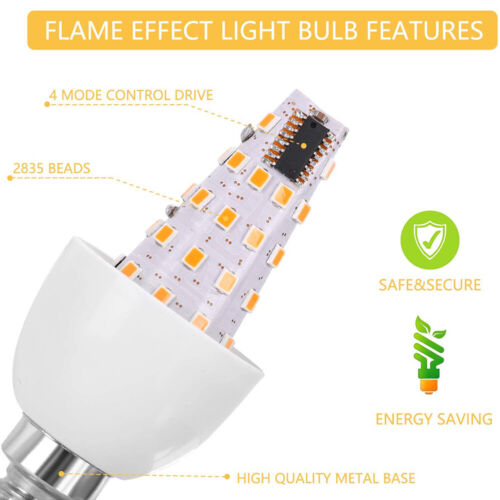 LED E14 E12 Licht Fackel Feuer Lampe Flammen Effekt Glühbirne Flacker Birne 5W