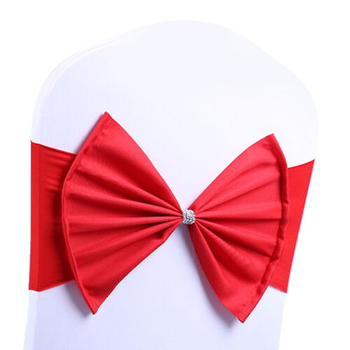 1 10 50 100 Spandex Lycra Sashes Chair Cover Bow Sash BOW BOWS Wedding Party Hot
