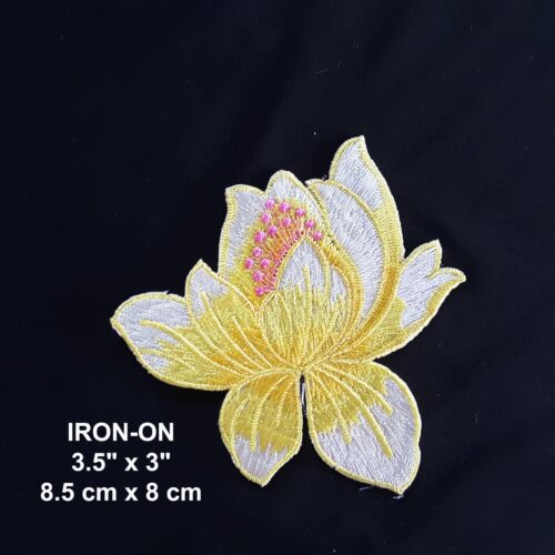 Lotus Light Pink Flower Embroidered Patch Skirt Dress Fleur Lis Iron-on Applique 
