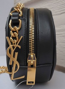 NEW YSL Small Monogram Bubble Crossbody Bag Black Gold Chain Saint Laurent Round | eBay