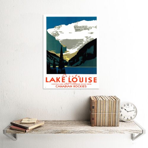TRAVEL LAKE LOUISE CANADIAN ROCKIES MOUNTAIN TREE HOTEL ART PRINT POSTER BB7555B