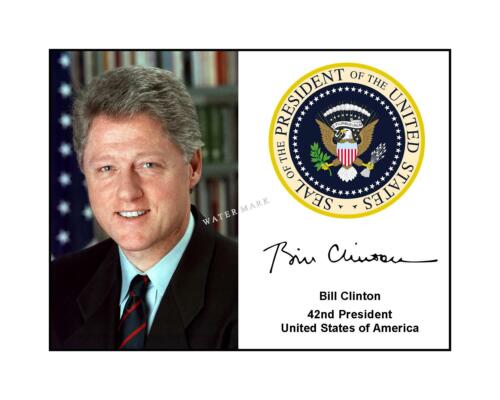 Bill Clinton 8x10 Signed photo presidential seal US president autographed print 