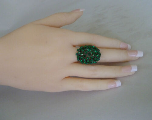Sizes 6 Sterling Silver ring green,Free Post chunky ring 6.5 9 7.5 plated