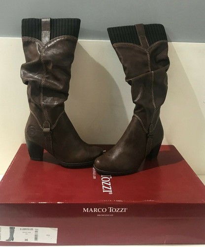 PEIGNE/" Longueur Genou Bottes Tailles UK 3.5 Marco Tozzi /"CAFE Ant 6 /& 6.5 WH//01 KW