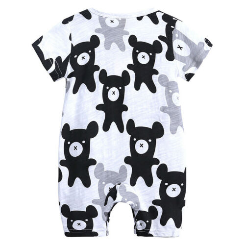 Toddler Kids Baby Boys Girls Summer Cartoon Print Romper Jumpsuit Outfit Clothes