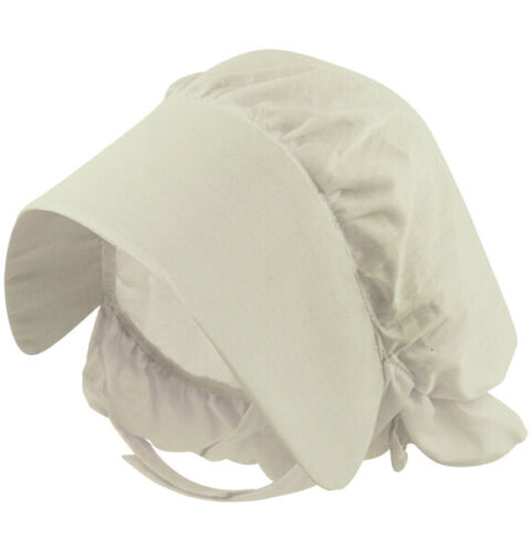 Girls Victorian Bonnet Hat White Servant Maid Fancy Dress Costume Headdress NEW 