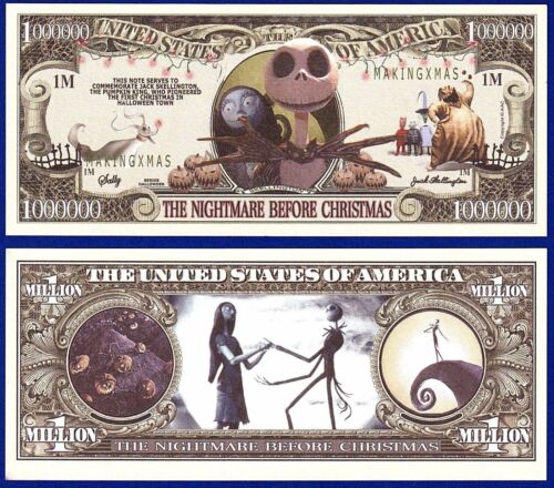 Money-S2 Fake 25-Nightmare Before Christmas Dollar Bills Collectible-Novelty