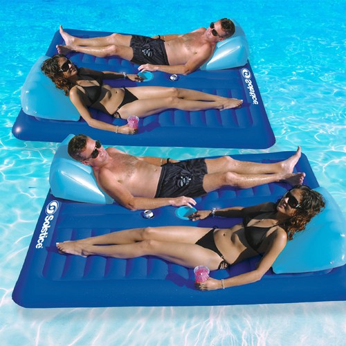 Swimline 79/"L x 65/"W Swimming Pool Lake Face-2-Face 2 Person Lounger Float 2Pk